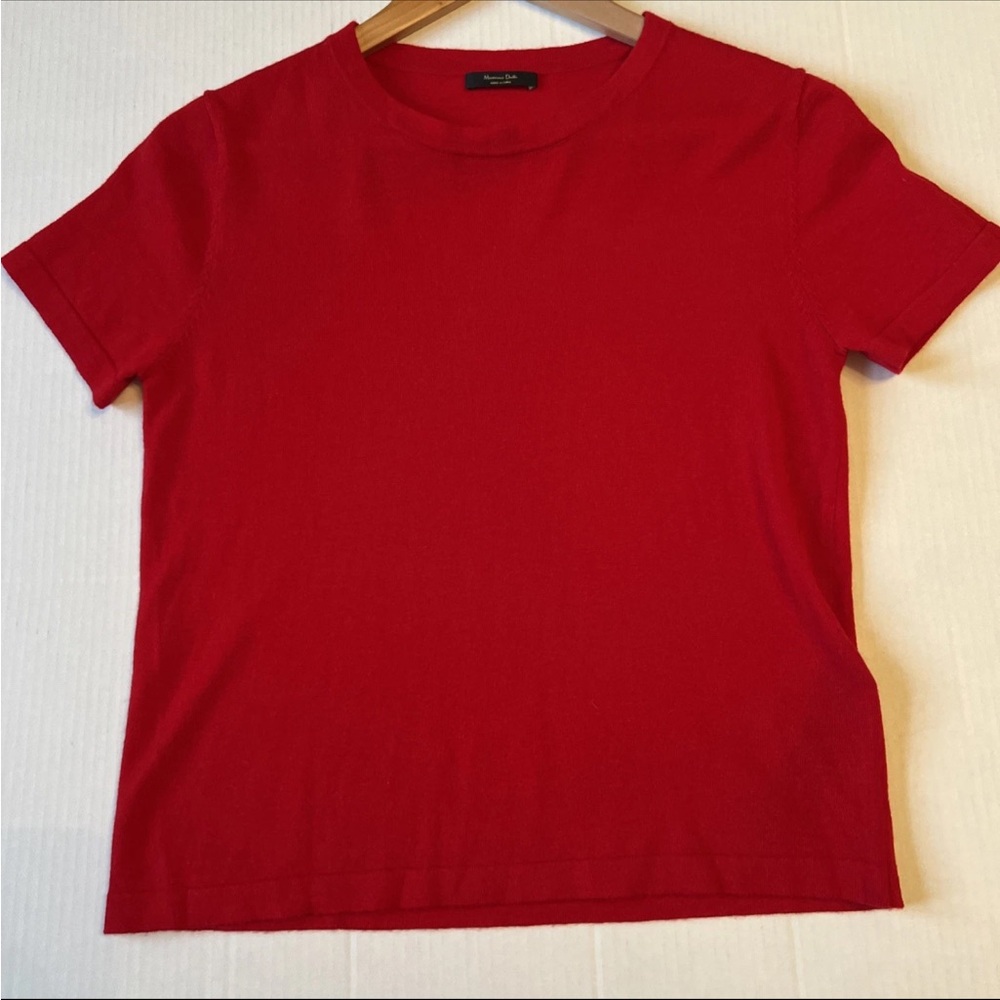 Massimo Dutti | Red Short Sleeve Soft Wool Blend Sweater | Size: S